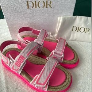 DIOR Dioract dad sandals in white and fuchsia